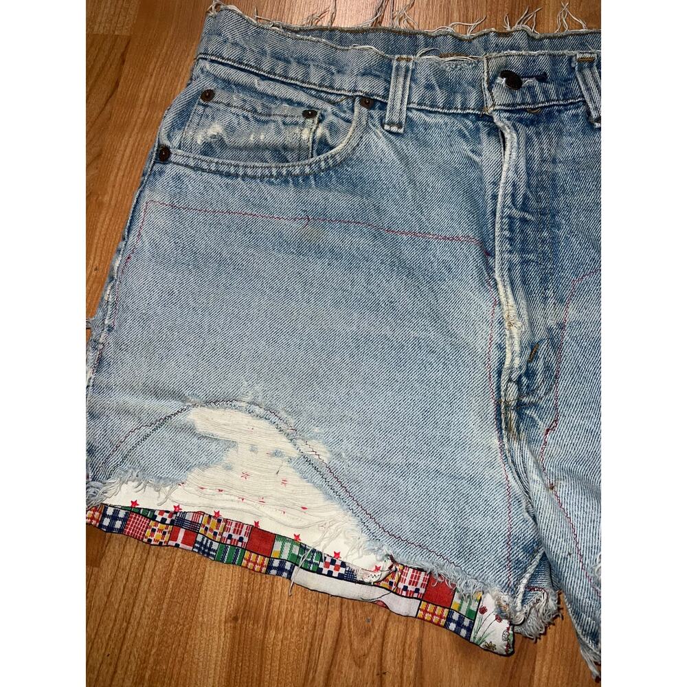 Womens Vintage Levi Jorts Patched Distressed Cutoff Shorts VTG Women Large - Picture 4 of 13